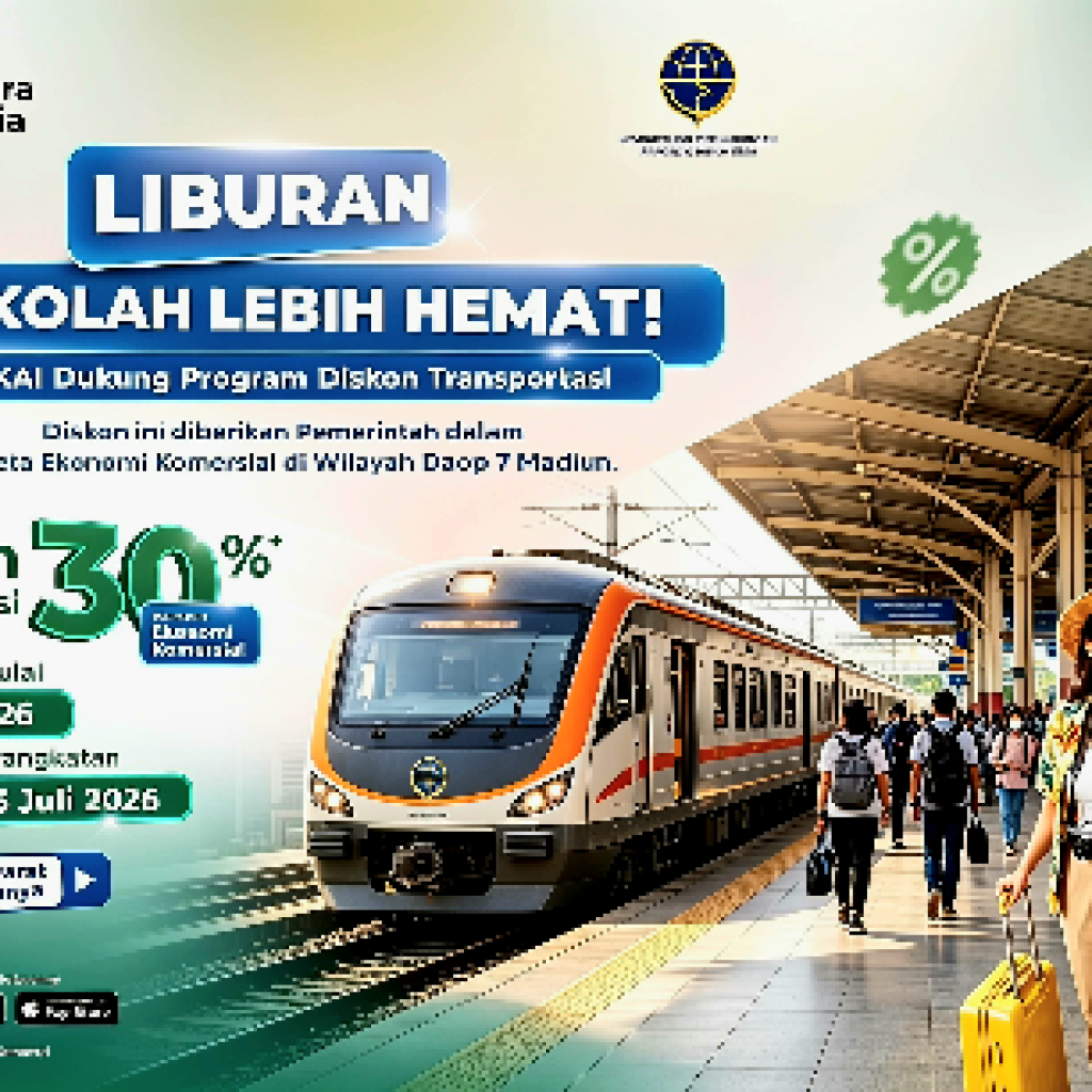 Liburan Sekolah, KAI Daop 7 Madiun Berikan Diskon 30 Persen Tarif Kereta Ekonomi
