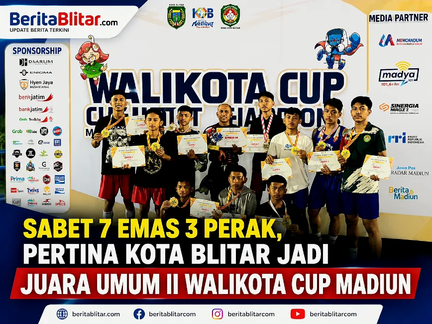 Sabet 7 Emas 3 Perak, Pertina Kota Blitar Jadi Juara Umum II Walikota Cup Madiun