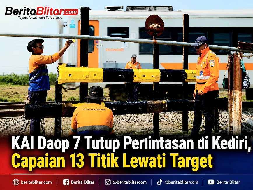 KAI Daop 7 Tutup Perlintasan di Kediri, Capaian 13 Titik Lewati Target
