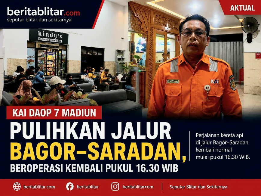 KAI Daop 7 Madiun Pulihkan Jalur Bagor–Saradan, Beroperasi Kembali Pukul 16.30 WIB