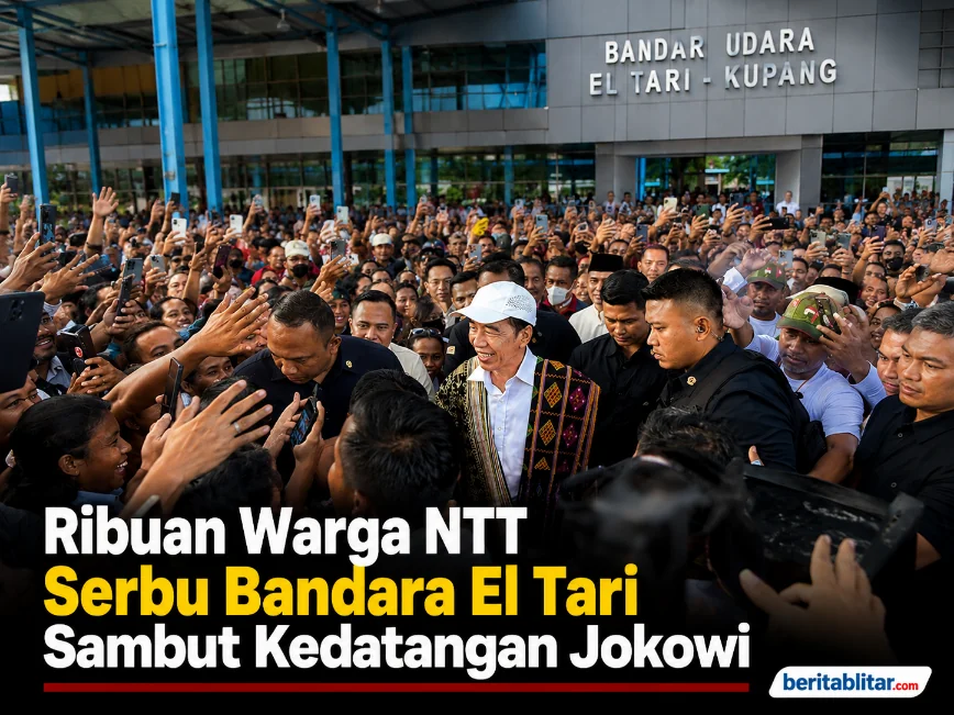 Ribuan Warga NTT Serbu Bandara El Tari Sambut Kedatangan Jokowi