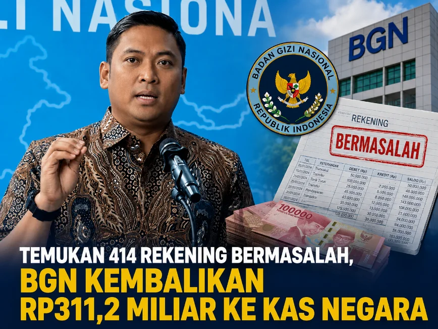 Temukan 414 Rekening Bermasalah, BGN Kembalikan Rp311,2 Miliar ke Kas Negara