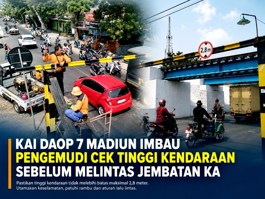 KAI Daop 7 Madiun Imbau Pengemudi Cek Tinggi Kendaraan Sebelum Melintas Jembatan KA