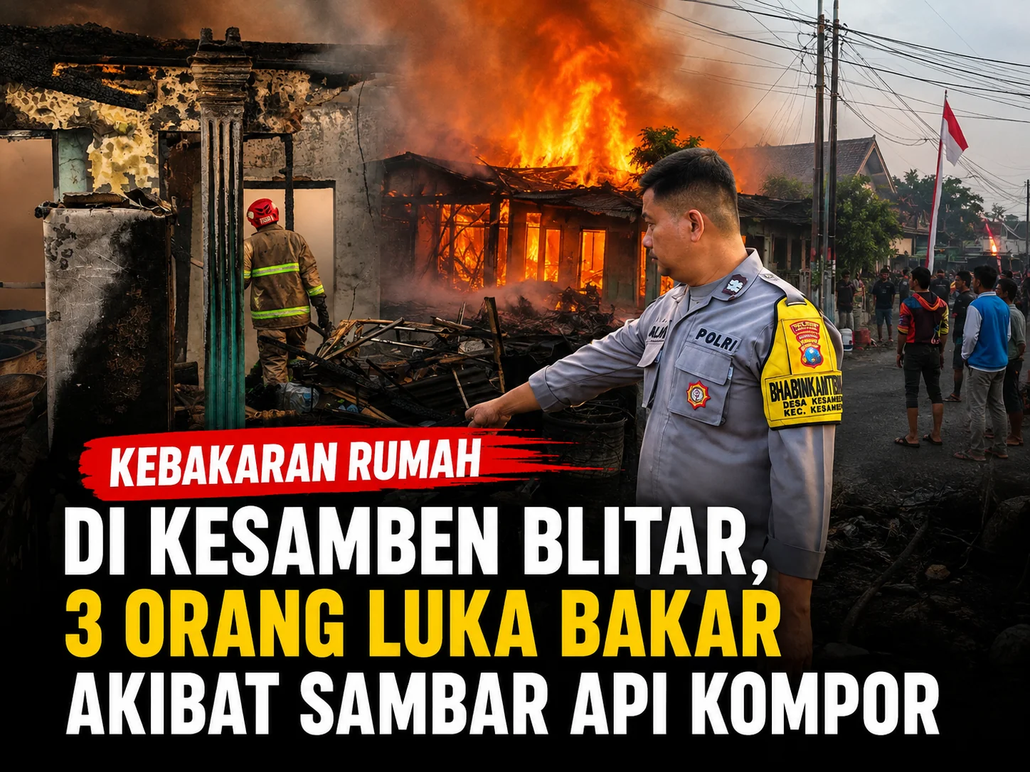 Kebakaran Rumah di Kesamben Blitar, 3 Orang Luka Bakar Akibat Sambar Api Kompor