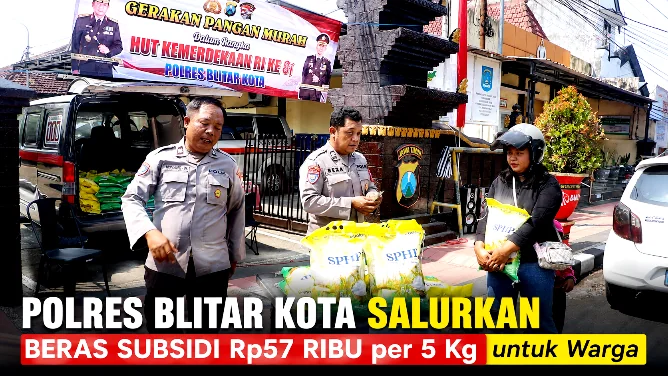 Polres Blitar Kota Salurkan Beras Subsidi Rp57 Ribu per 5 Kg untuk Warga