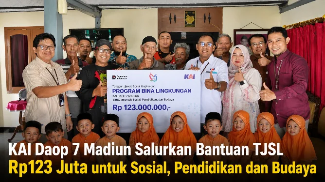 KAI Daop 7 Madiun Salurkan Bantuan TJSL Rp123 Juta untuk Sosial, Pendidikan dan Budaya