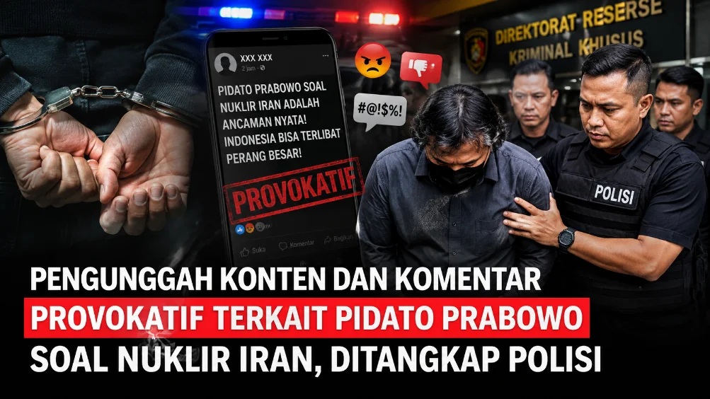 Pengunggah Konten dan Komentar Provokatif Terkait Pidato Prabowo Soal Nuklir Iran, Ditangkap Polisi