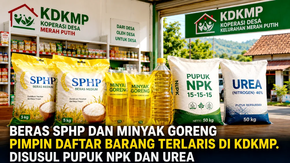 Beras SPHP dan Minyak Goreng Pimpin Daftar Barang Terlaris di KDKMP. Disusul Pupuk NPK dan Urea