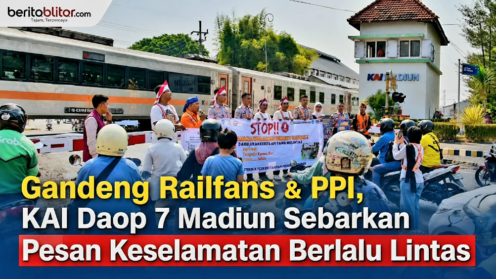 Gandeng Railfans & PPI, KAI Daop 7 Madiun Sebarkan Pesan Keselamatan Berlalu Lintas