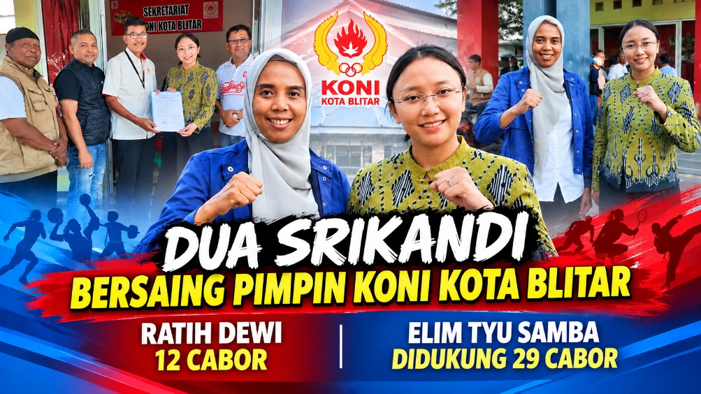 Dua Srikandi Bersaing Pimpin KONI Kota Blitar, Elim Tyu Samba Didukung 29 Cabor, Ratih Dewi 12 Cabor