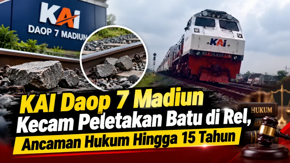 KAI Daop 7 Madiun Kecam Peletakan Batu di Rel, Ancaman Hukum Hingga 15 Tahun