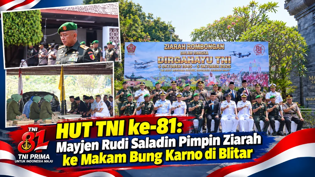 HUT TNI ke-81: Mayjen Rudi Saladin Pimpin Ziarah ke Makam Bung Karno di Blitar