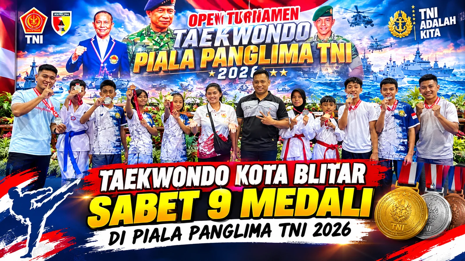 Taekwondo Kota Blitar Sabet 9 Medali di Piala Panglima TNI 2026