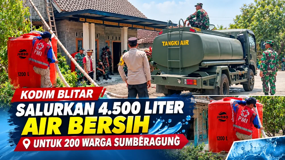 Kodim Blitar Salurkan 4.500 Liter Air Bersih untuk 200 Warga Sumberagung
