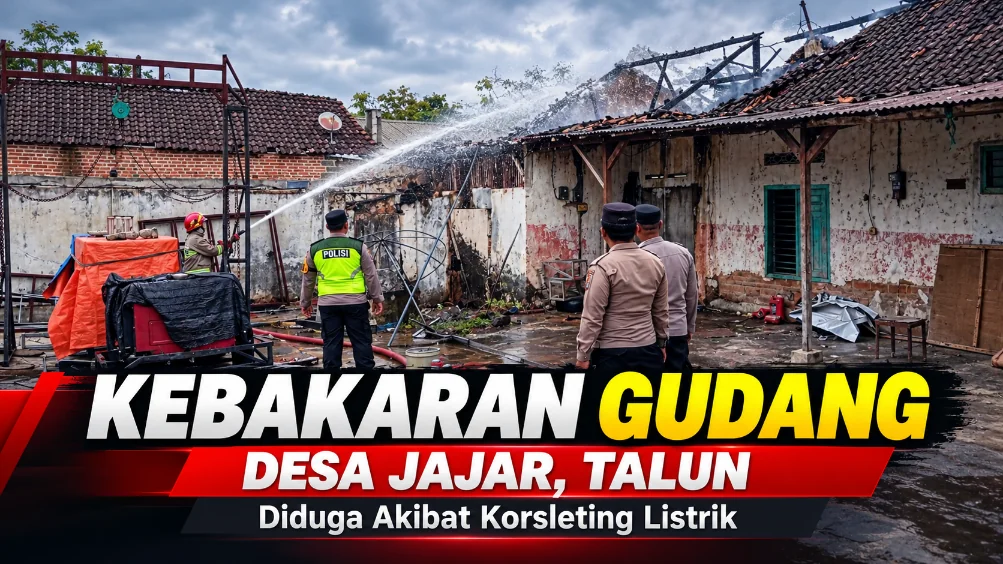Kebakaran Gudang di Desa Jajar, Talun, Diduga Akibat Korsleting Listrik