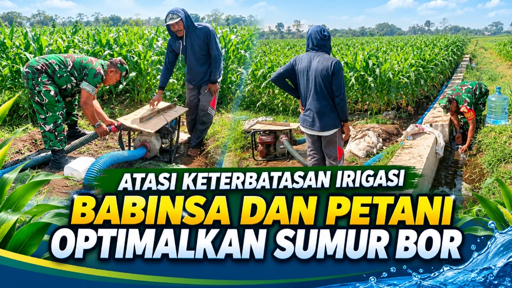 Atasi Keterbatasan Irigasi, Babinsa dan Petani Kelurahan Bence Optimalkan Sumur Bor