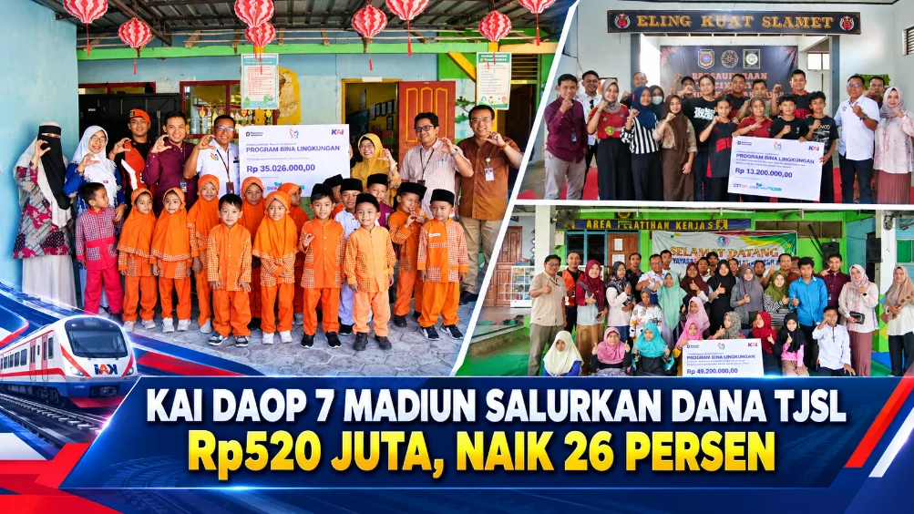 KAI Daop 7 Madiun Salurkan Dana TJSL Rp520 Juta, Naik 26 Persen