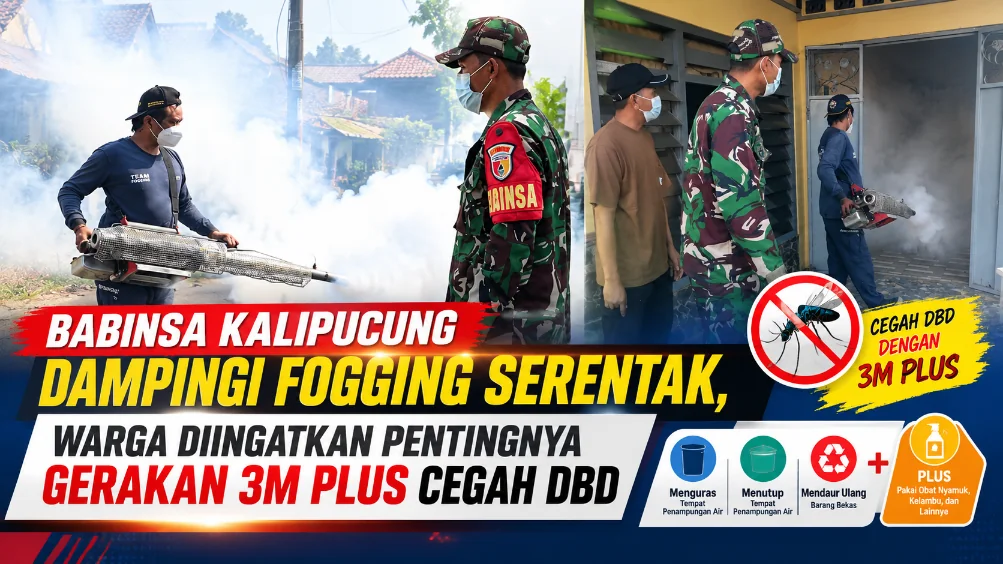 Babinsa Kalipucung Dampingi Fogging Serentak, Warga Diingatkan Pentingnya Gerakan 3M Plus Cegah DBD