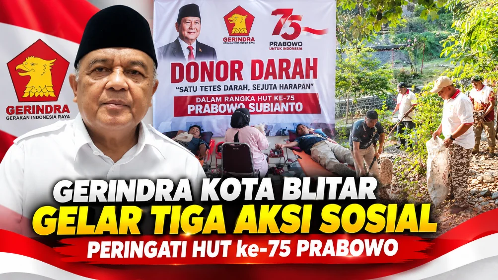 Gerindra Kota Blitar Gelar Tiga Aksi Sosial Peringati HUT ke-75 Prabowo