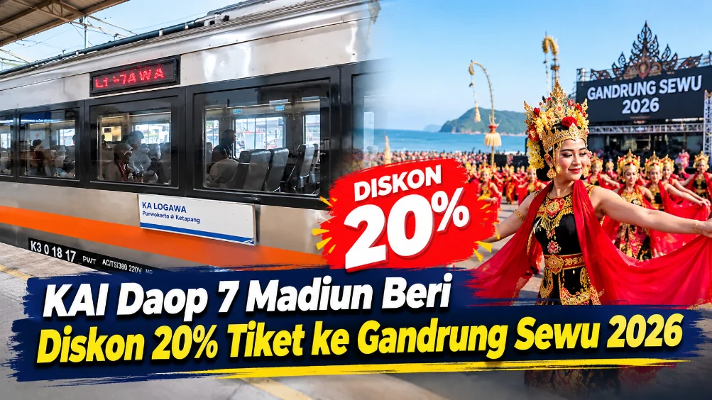 KAI Daop 7 Madiun Beri Diskon 20% Tiket ke Gandrung Sewu 2026