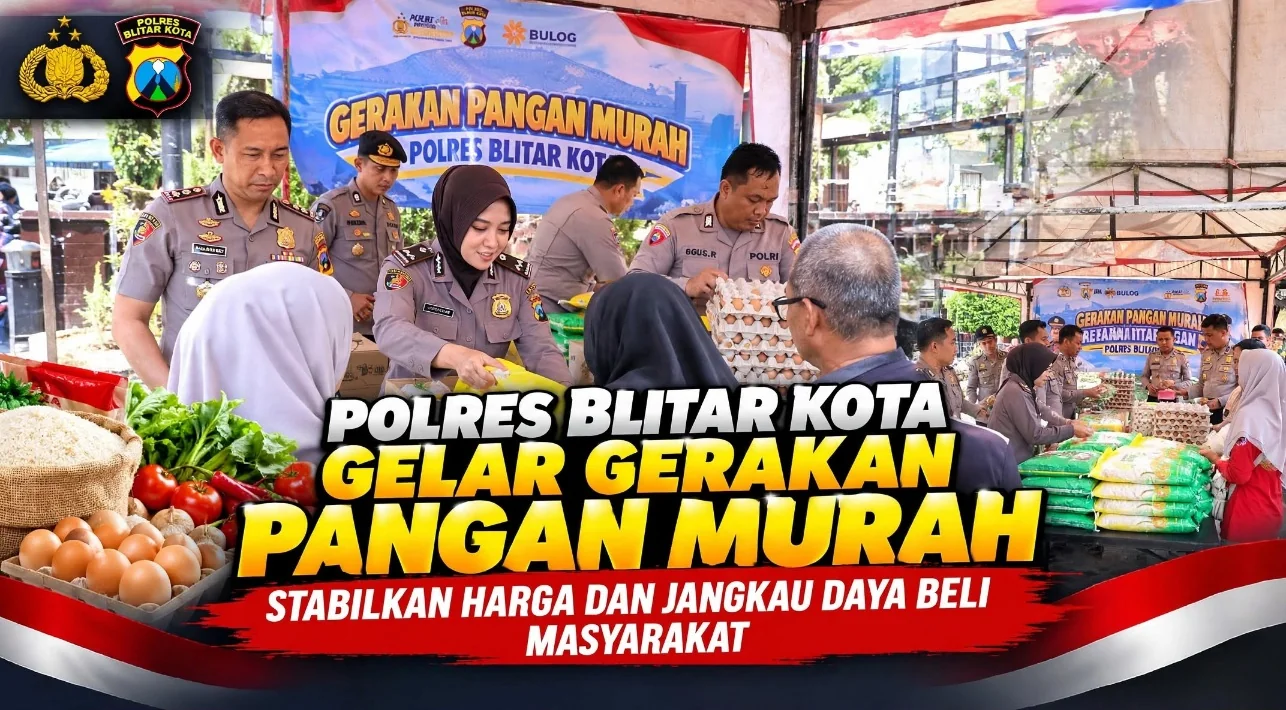 Polres Blitar Kota Gelar Gerakan Pangan Murah, Stabilkan Harga dan Jangkau Daya Beli Masyarakat