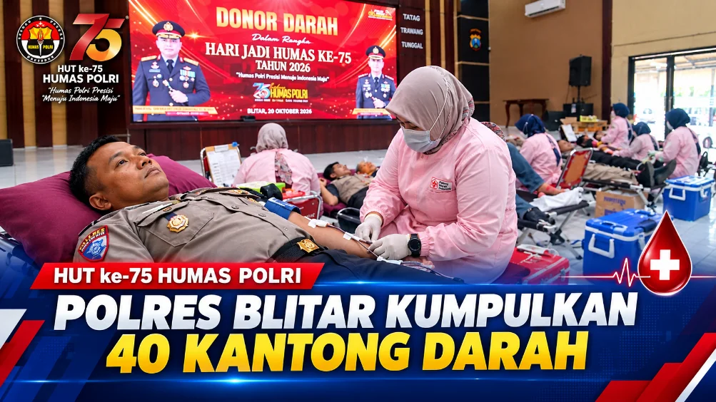 HUT ke 75 Humas Polri, Polres Blitar Kumpulkan 40 Kantong Darah